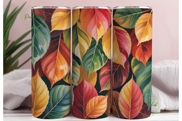 Autumn Leaves 20oz Tumbler Wrap Sublimation PixelChick 