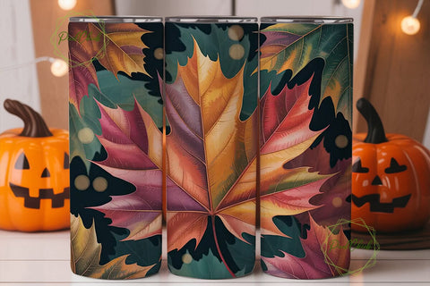 Autumn Leaves 20oz Tumbler Wrap Sublimation PixelChick 