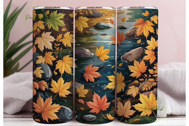 Autumn Leaves 20oz Tumbler Wrap Sublimation PixelChick 