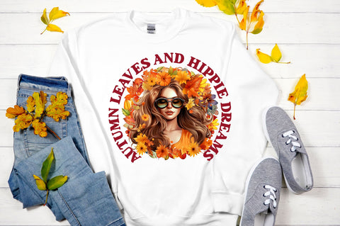 Autumn leaves and hippie dreams png design Sublimation Regulrcrative 