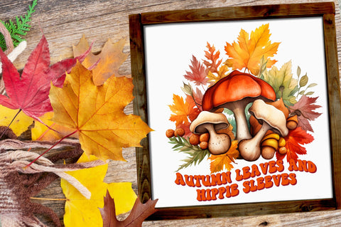 Autumn leaves and hippie sleeves png design Sublimation Regulrcrative 