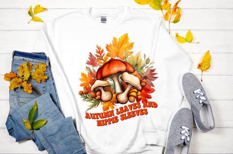 Autumn leaves and hippie sleeves png design Sublimation Regulrcrative 