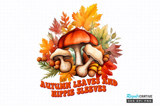 Autumn leaves and hippie sleeves png design Sublimation Regulrcrative 