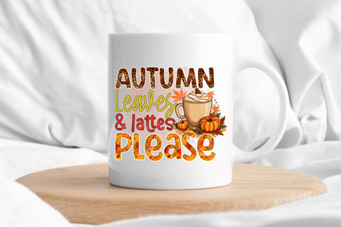 Autumn leaves and lattes Sublimation Design Sublimation Regulrcrative 