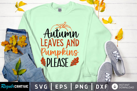 Autumn leaves and pumpkins svg design SVG Regulrcrative 