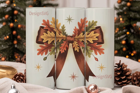 Autumn Leaves Bow 20oz Tumbler Design Sublimation DesignSVG 