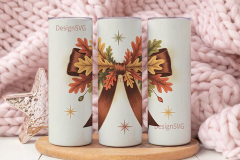 Autumn Leaves Bow 20oz Tumbler Design Sublimation DesignSVG 