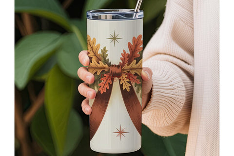 Autumn Leaves Bow 20oz Tumbler Design Sublimation DesignSVG 