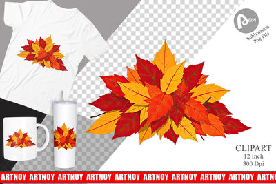 Autumn Leaves Clipart Sublimation artnoy 