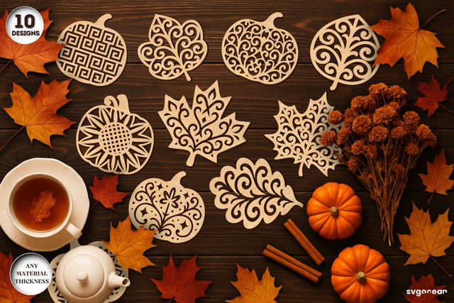 Autumn Leaves Coasters SVG Bundle SVG SvgOcean 