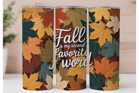Autumn Leaves F Word 20oz Tumbler Wrap Sublimation PixelChick 