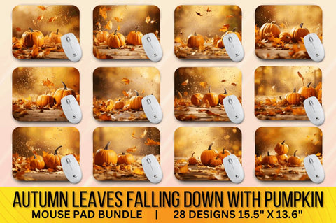Autumn Leaves Falling Down with Pumpkin Mouse pad Bundle Sublimation Regulrcrative 