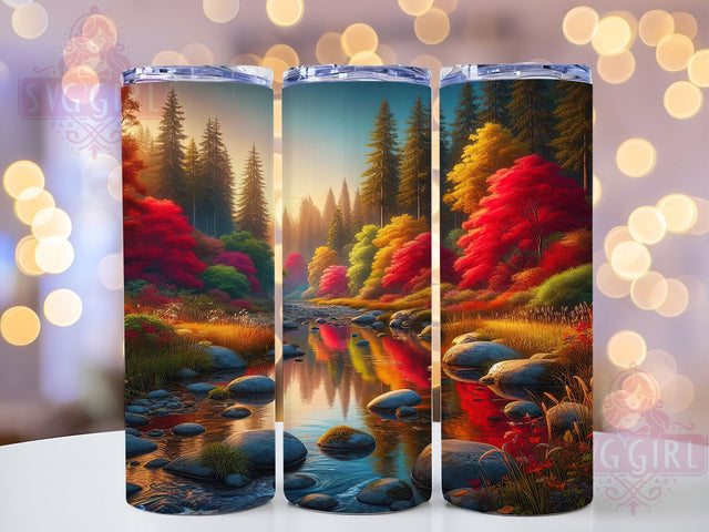 Autumn Leaves Forest Tumbler, Autumn Leaves Wrap, 20oz Tumbler Sublimation, Forest Scene Design, Rustic Nature Sublimation, Seasonal Tree Tumbler, Woodland Foliage Wrap Sublimation SvggirlplusArt 