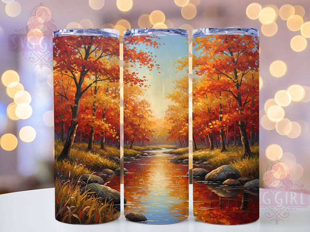 Autumn Leaves Forest Tumbler, Autumn Leaves Wrap, 20oz Tumbler Sublimation, Forest Scene Design, Rustic Nature Sublimation, Seasonal Tree Tumbler, Woodland Foliage Wrap Sublimation SvggirlplusArt 