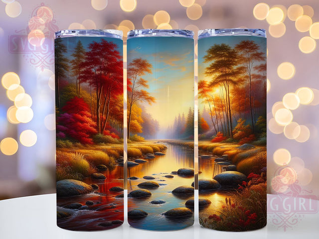 Autumn Leaves Forest Tumbler, Autumn Leaves Wrap, 20oz Tumbler Sublimation, Forest Scene Design, Rustic Nature Sublimation, Seasonal Tree Tumbler, Woodland Foliage Wrap Sublimation SvggirlplusArt 