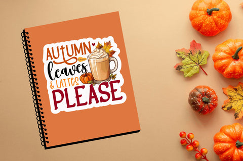 Autumn leaves & lattes Sticker Design Sublimation Regulrcrative 