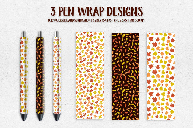 Autumn Leaves Pen Wrap Sublimation or Waterslide. 3 Designs Sublimation LaBelezoka 