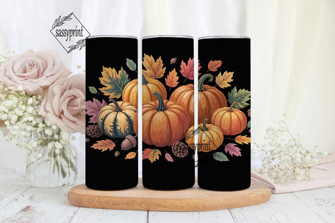 Autumn Leaves & Pumpkins 20oz Tumbler Sublimation sassyprint 