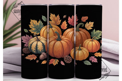 Autumn Leaves & Pumpkins 20oz Tumbler Sublimation sassyprint 