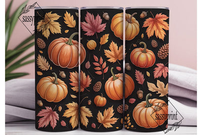 Autumn Leaves & Pumpkins 20oz Tumbler Sublimation sassyprint 