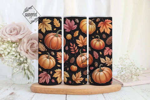 Autumn Leaves & Pumpkins 20oz Tumbler Sublimation sassyprint 