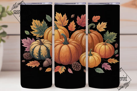 Autumn Leaves & Pumpkins 20oz Tumbler Sublimation sassyprint 