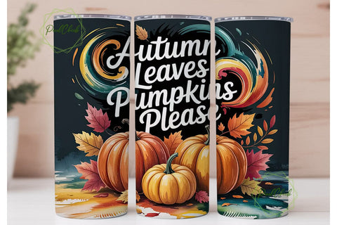 Autumn Leaves Pumpkins 20oz Tumbler Wrap Sublimation PixelChick 