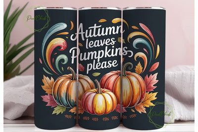 Autumn Leaves Pumpkins 20oz Tumbler Wrap Sublimation PixelChick 