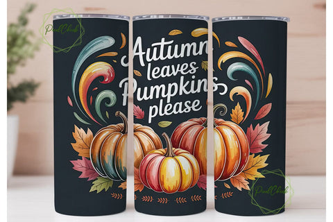 Autumn Leaves Pumpkins 20oz Tumbler Wrap Sublimation PixelChick 
