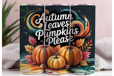 Autumn Leaves Pumpkins 20oz Tumbler Wrap Sublimation PixelChick 
