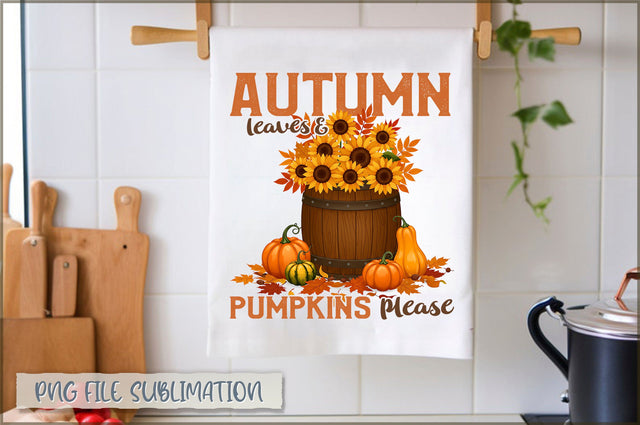 Autumn leaves & pumpkins please Towel PNG Sublimation Shetara Begum 