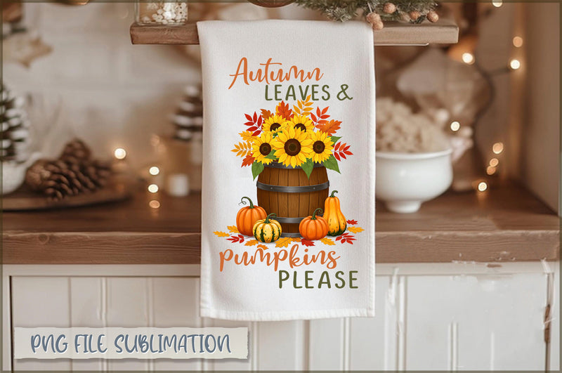 Autumn leaves & pumpkins please Towel PNG Sublimation Shetara Begum 