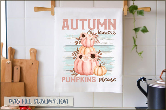 Autumn leaves & pumpkins please Towel PNG Sublimation Shetara Begum 