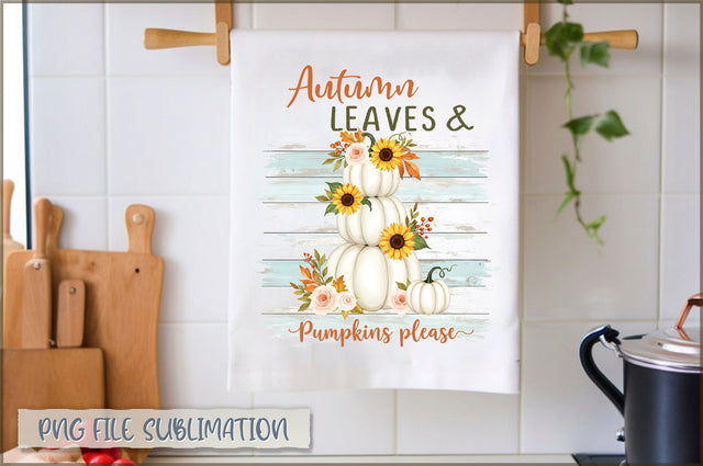 Autumn leaves & pumpkins please Towel PNG Sublimation Shetara Begum 