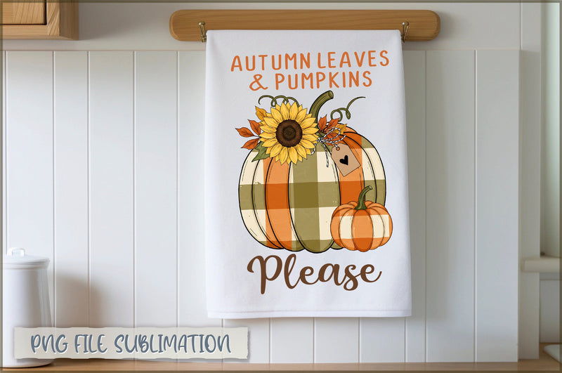 Autumn leaves & pumpkins please Towel PNG Sublimation Shetara Begum 