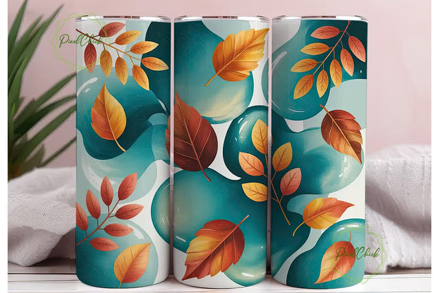Autumn Leaves Tumbler Wrap Sublimation PixelChick 