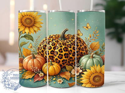 Autumn Leopard Pumpkin 20oz Tumbler, Pumpkin Motif, Leopard Print, Autumn Theme, Rustic Charm, Western Style, 20oz Wrap, Sublimation Tumbler Sublimation ToriDesigns 