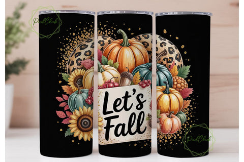 Autumn Leopard Pumpkin 20oz Tumbler Wrap Sublimation PixelChick 