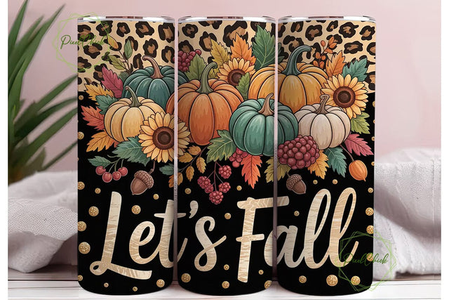 Autumn Leopard Pumpkin 20oz Tumbler Wrap Sublimation PixelChick 