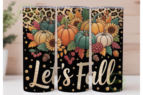 Autumn Leopard Pumpkin 20oz Tumbler Wrap Sublimation PixelChick 