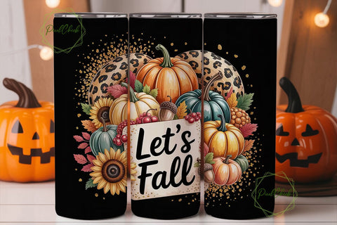 Autumn Leopard Pumpkin 20oz Tumbler Wrap Sublimation PixelChick 