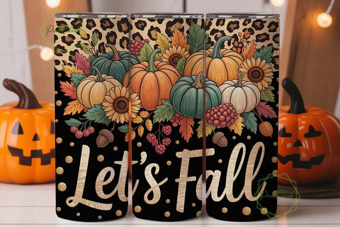 Autumn Leopard Pumpkin 20oz Tumbler Wrap Sublimation PixelChick 