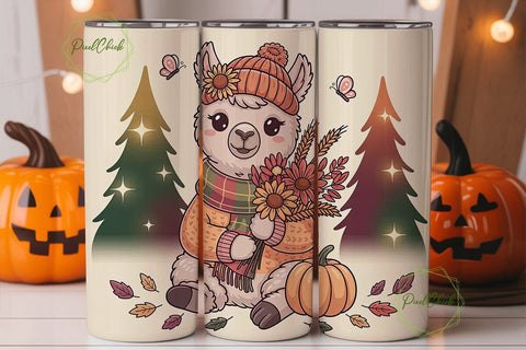 Autumn Llama 20oz Tumbler Wrap Sublimation PixelChick 