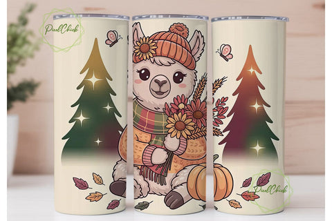 Autumn Llama 20oz Tumbler Wrap Sublimation PixelChick 