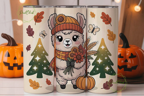 Autumn Llama 20oz Tumbler Wrap Sublimation PixelChick 