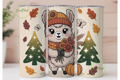 Autumn Llama 20oz Tumbler Wrap Sublimation PixelChick 