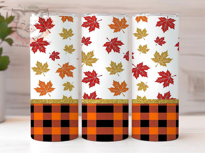 Autumn Maple Leaves 20oz Tumbler, Maple Leaves, Autumn Theme, Fall Pattern, Rustic Charm, Nature Motif, Skinny Tumbler, Sublimation PNG Sublimation Lara' s Designs 