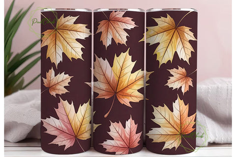 Autumn Maple Leaves 20oz Tumbler Wrap Sublimation PixelChick 