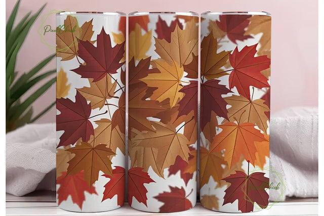 Autumn Maple Leaves 20oz Tumbler Wrap Sublimation PixelChick 
