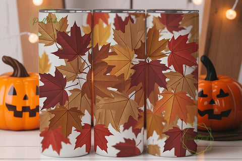 Autumn Maple Leaves 20oz Tumbler Wrap Sublimation PixelChick 